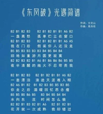 Sky光遇东风破简谱弹奏指南