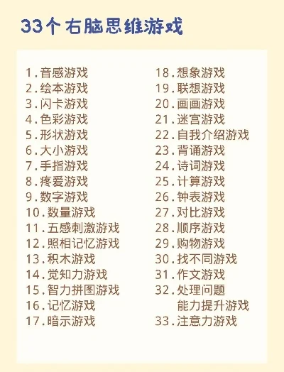 开发右脑的游戏有哪些　开发右脑的游戏有哪些名字